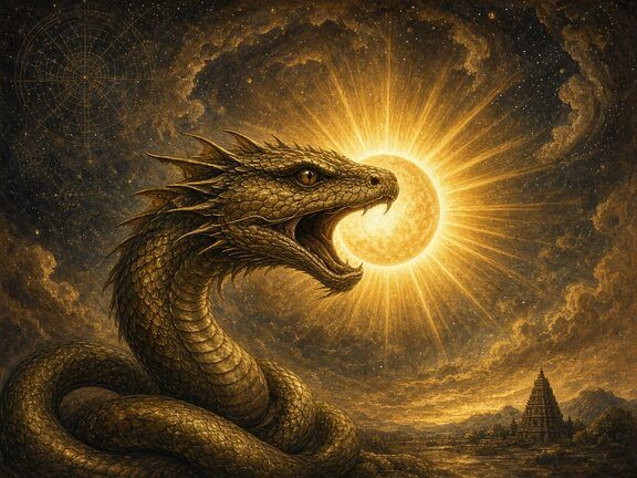 Solar eclipse: Rahu serpent with the Sun